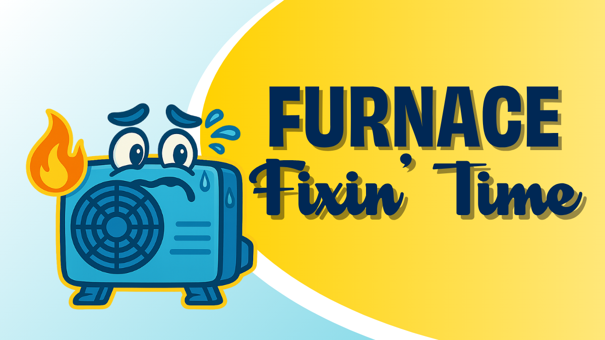 Furnace fixin time with a cartoon struggling furnace
