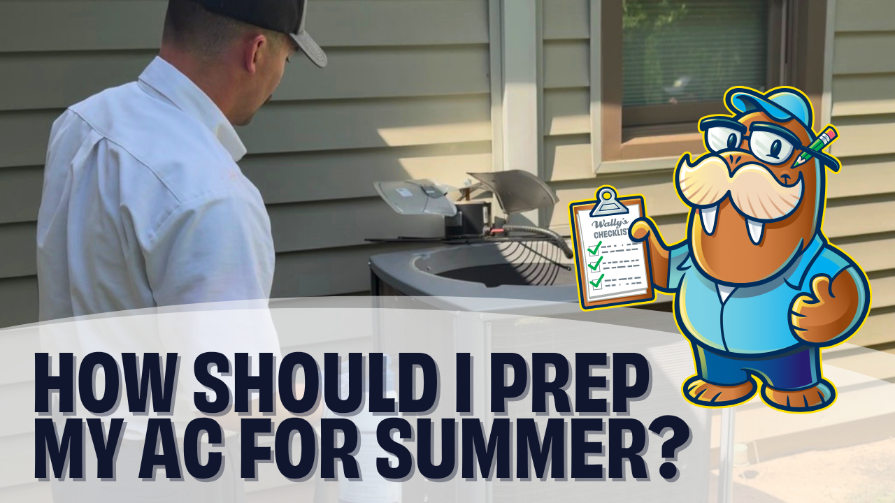 how should I prep my AC for summer? Picture of an HVAC technician cleaning a unit with a water hose.
