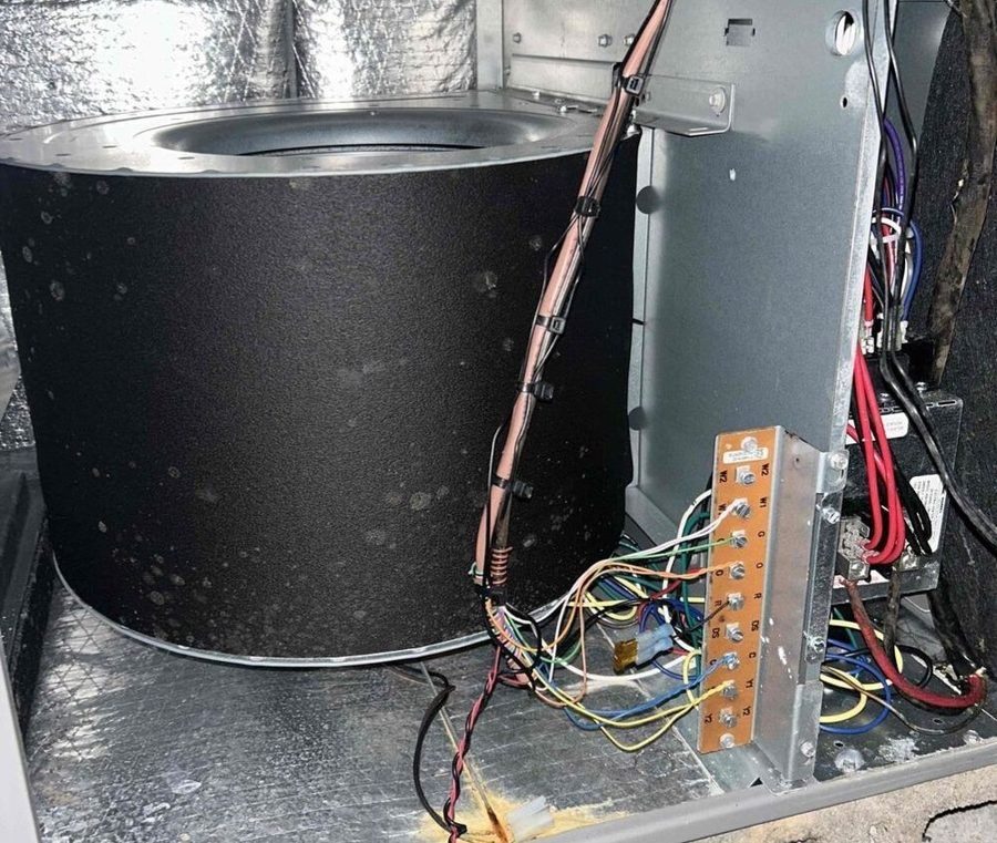 Open furnace during repair.